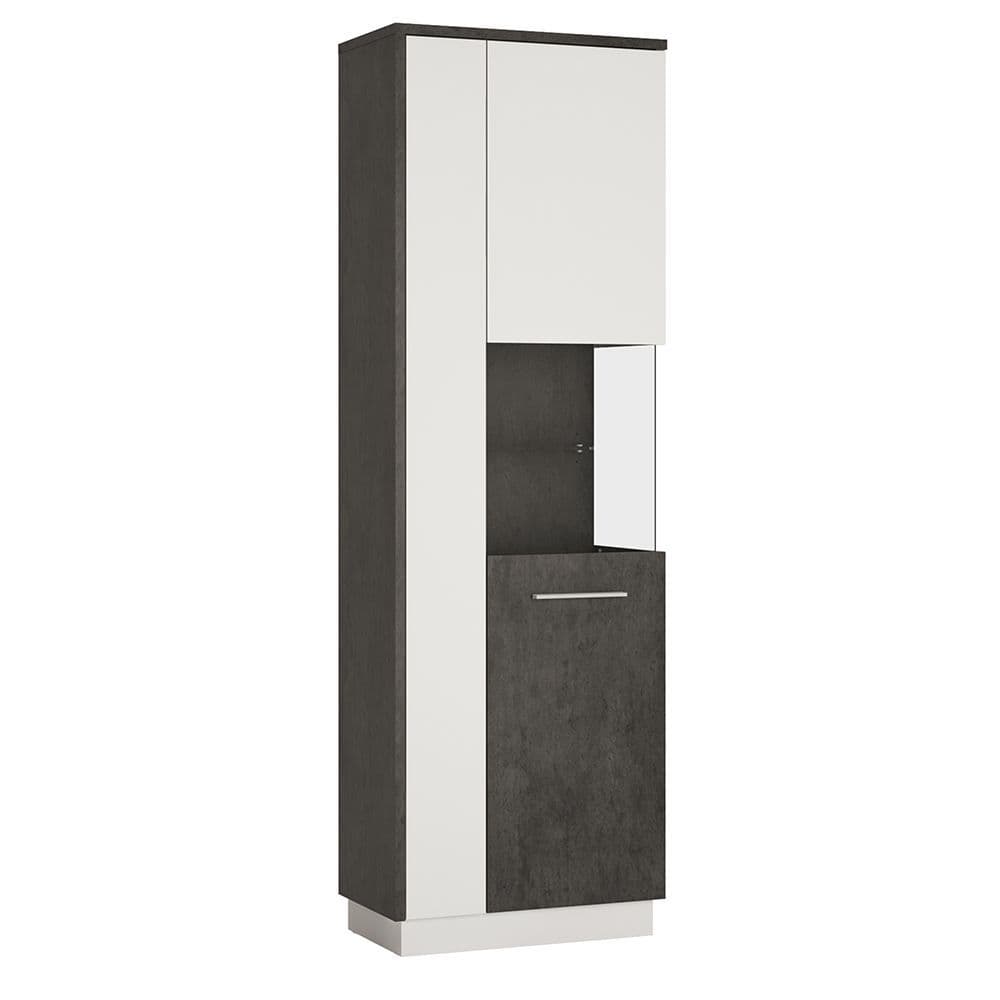 Lagos Tall display cabinet (RH) in Slate Grey and Alpine White